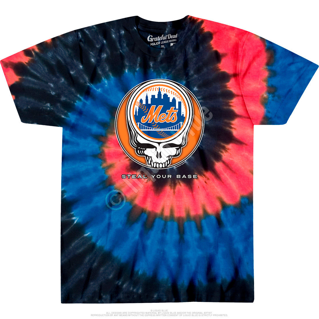 Grateful Dead New York Mets Steal Your Base Tie-Dye T-Shirt