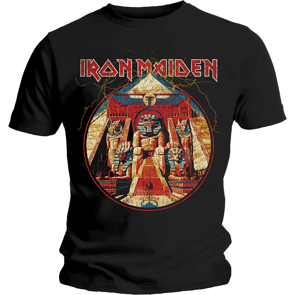 Iron Maiden - Unisex Powerslave Lightning Circle T-Shirt