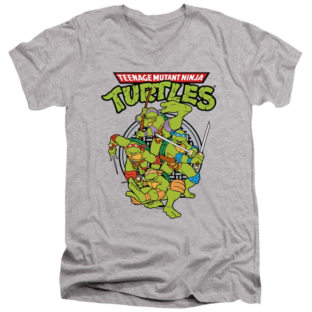 Teenage Mutant Ninja Turtles TMNT Group Men's 30/1 Cotton Slim V-Neck  T-Shirt - Special Order